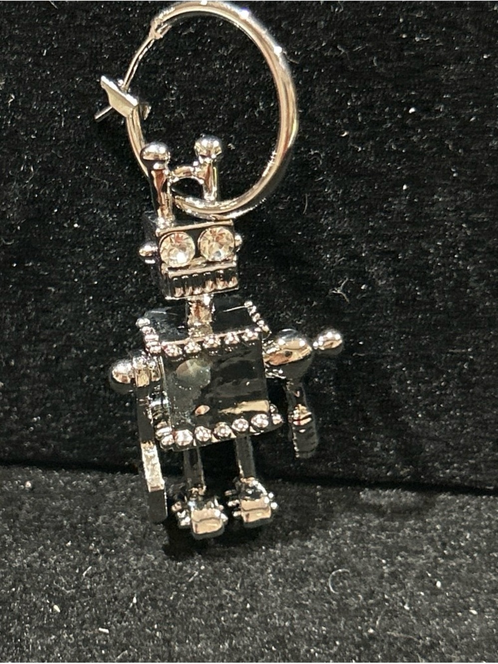 Silver robot only one earrings can be turn into pendant